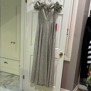 Xscape Shimmering Silver Dress
